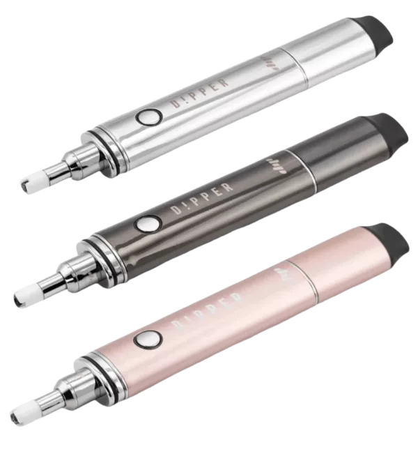 cylindrical vaporizer with a small chamber for liquid, available in close-up, side, and transparent views.