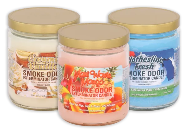 Eliminate smoke odor with our Exterminator Candle - Smoke Odor. Choose from fruity, floral, or original scent.
