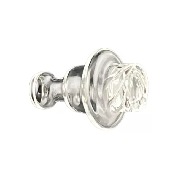 chrome doorknob with a circular glass centerpiece in the shape of a star.