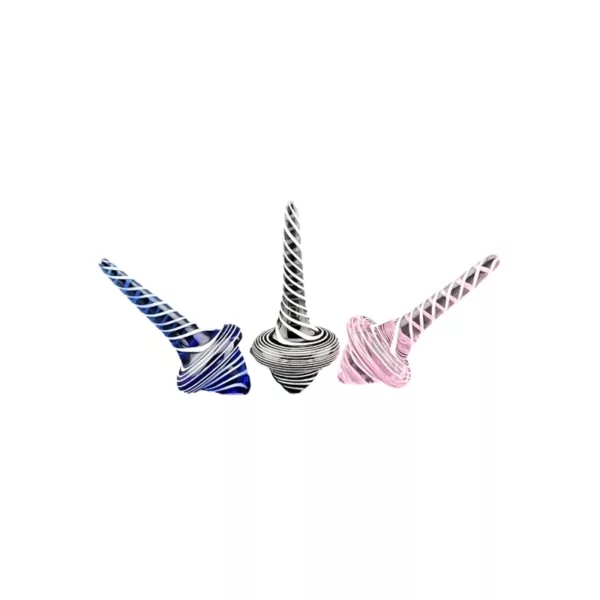 Three unique color-striped cigarettes in a line, including pink and blue and black and white, arranged on a website for a smoking company.