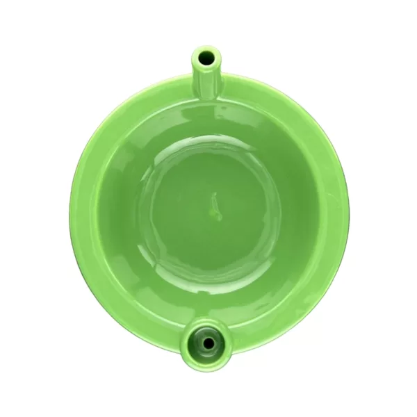 Functional green cereal bowl with wide rim and smooth, glossy texture. Perfect for serving cereal or snacks.