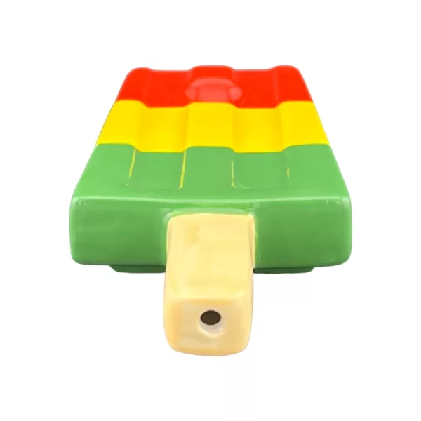 Colorful tobacco pipe with green, red, and yellow stripe - perfect for a refreshing smoke.