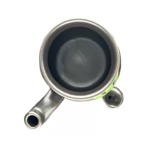 Matte Black Mug with Green Leaf Design - Perfect for Coffee and Tea.