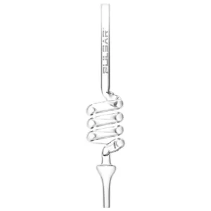 High-quality stainless steel spiral coil dab straw with quartz tip and perforated mouthpiece for vapor and liquid consumption. Suitable for smoking essential oils or extracts. Sleek, modern design. 8 in length. Made by Pulsar.