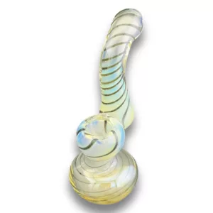 Unique, colorful fume bubbler with swirling blue and green pattern. Shaped like a bubbler and has a smoke passage hole. #VSACHP111