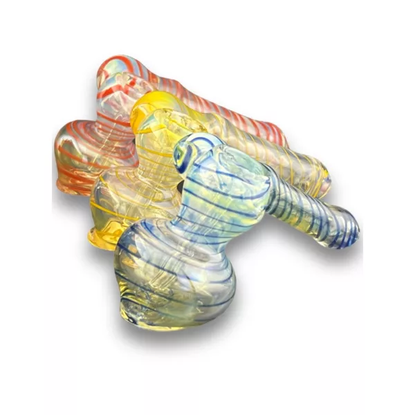 A clear, smooth glass bell-shaped bubbler with a round base and narrow neck. No visible damage or wear.