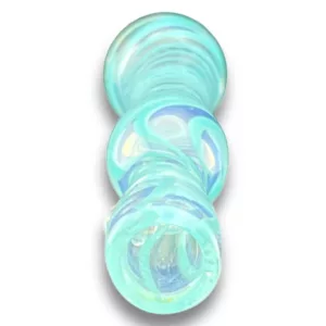 Glass chillum with turquoise blue swirl pattern and clear top.