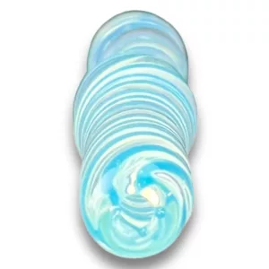 Spiral-shaped, transparent blue slime with a shiny texture. Round base, thin top. No other features.