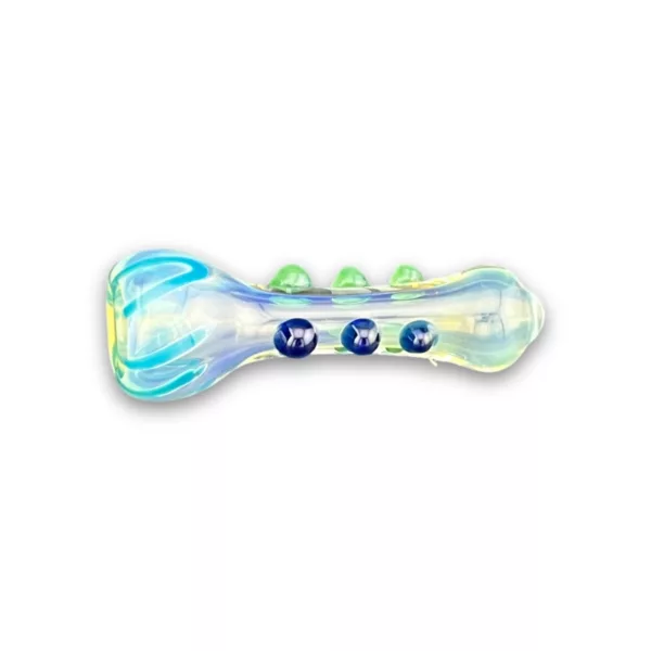 Stylish green and blue LED light pipe with clear acrylic base and hexagonal blue light stand. Perfect for any smoke setup.