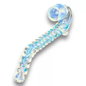 Handmade glass chillum with unique swirly design and smooth glass. Wide base and small smoking hole. Eye-catching design for those who enjoy unique smoking tools. #RRR733