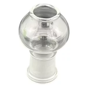 Smooth, clear glass globe dome on white background. Unknown if filled with liquid. Perfect for rigs.