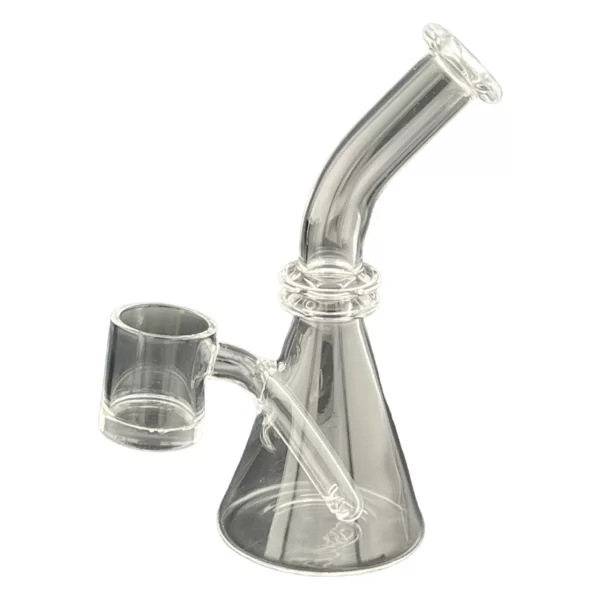 Professional lab beaker with thick bottom and small pipe for mixing chemicals.