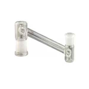 A clear plastic pipe with a white handle and a small hole at the end, mounted on a white background. It is used for reclaiming vapor from a vaporizer.