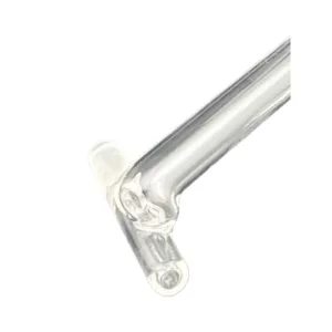 Large glass pipe with a clear, bent 'U' shaped tube and small holes for smoke. Transparent glass and cylindrical shape. NN259 10M10F Reclaimer Dropdown.