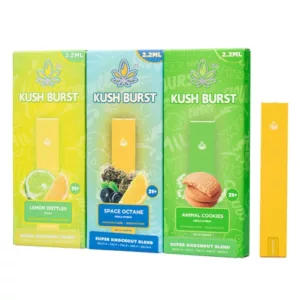 Three packs of Kush Burst candy with different color and design combinations, all featuring a cannabis leaf logo. #smoking #candy #cannabisleaf