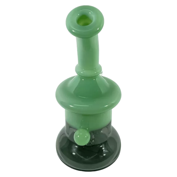 Sleek, minimalistic glass pipe with two circular holes for attaching accessories.
