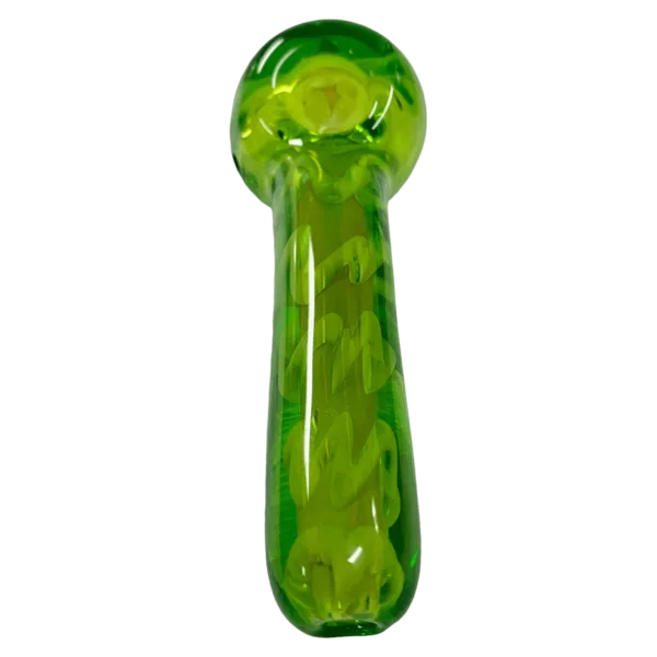 Swirled green glass spoon with hollow interior, perfect for adding a pop of color to your kitchen or home bar.