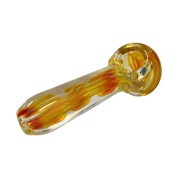 Multiverse Glass' Inside-Out Spoon with iridescent yellow/orange stringers for a unique smoking experience.