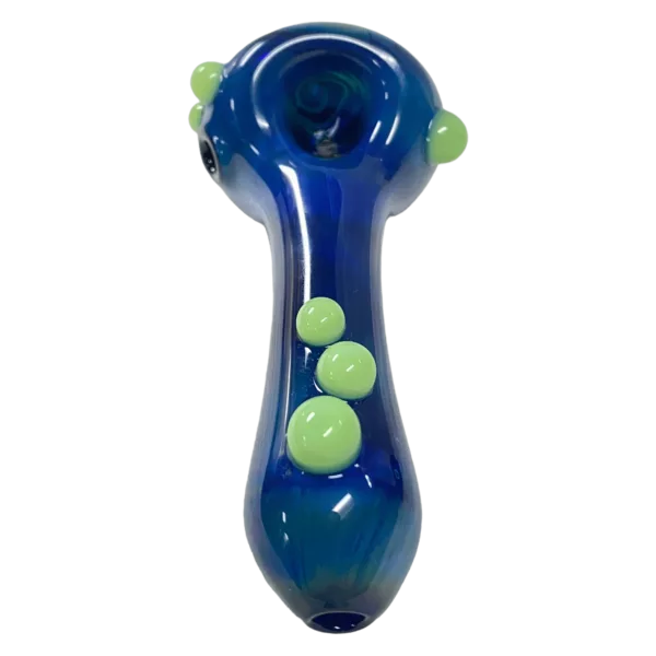 Modern glass Blue Wigwag Spoon with sleek design for easy smoking. Eye-catching addition to any collection.