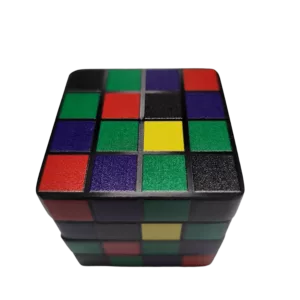 Colorful square puzzle cube for problem-solving fun. BVGA142B.