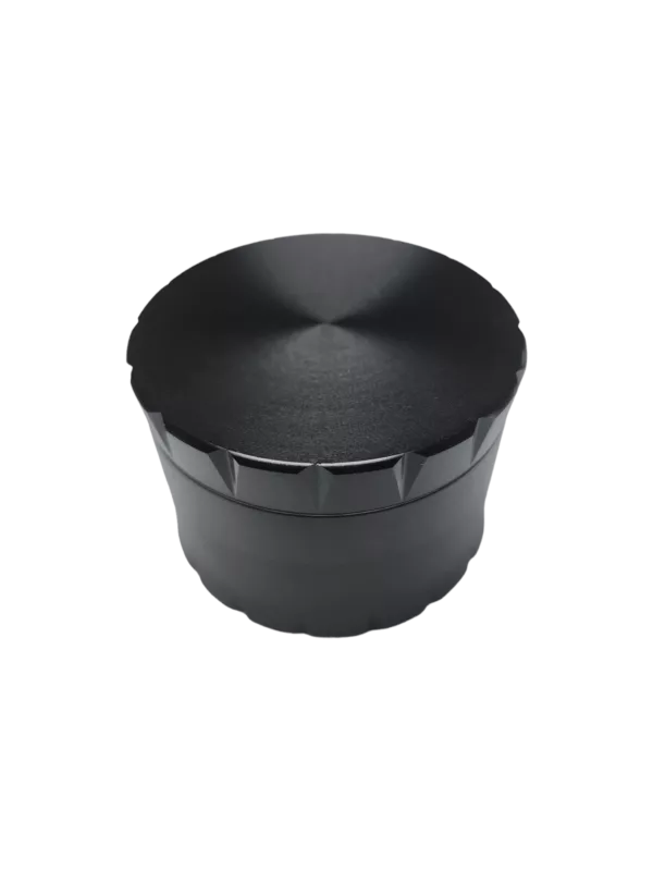 Stainless steel grinder with hinged lid, adjustable speed, and smooth matte finish. Perfect for grinding herbs and spices.