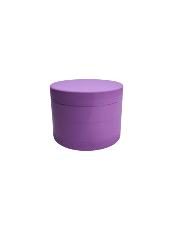 Plastic grinder with purple body and white lid, removable for easy cleaning. BVGA207.