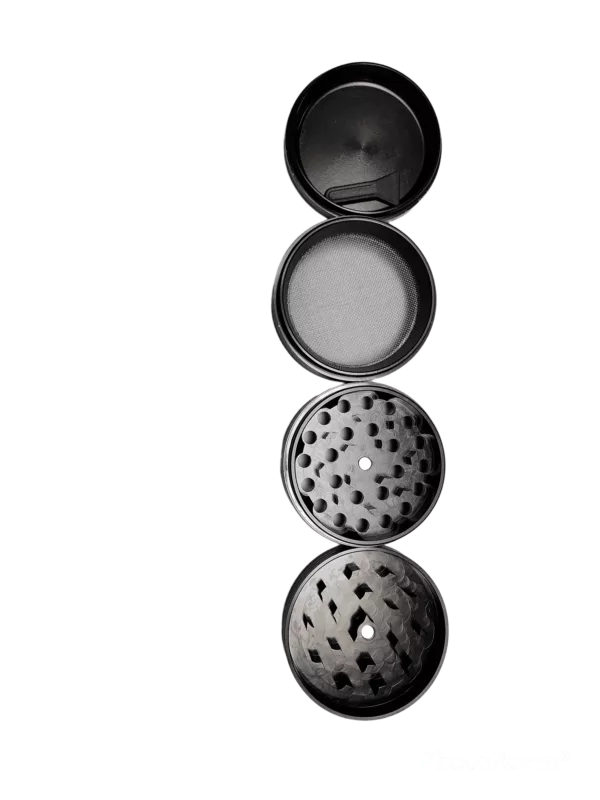 6-hole Nebula Grinder for herbs, BVGA211 Black, with handle for easy grip and transport.