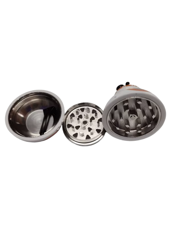 Stainless steel grinder with 2 compartments for dry herbs/tobacco, large screen & ash collector. #BB8Grinder #BVGS176D