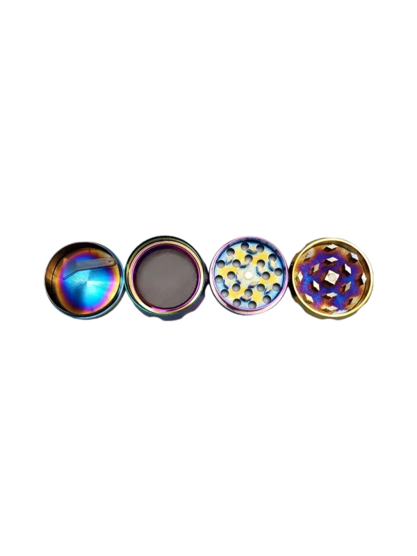 Rainbow Road Grinder features 4 round buttons in shades of blue, purple, green, and yellow on a black background.