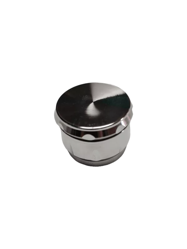 Round stainless steel cap with small hole in center. Crome 3 Chamber Grinder - BVGS12043.
