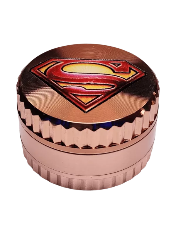 Copper metal container with Superman logo and small handle. BVGS275M.