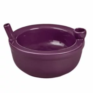 Deep purple cereal bowl with long handle and short spout, perfect for smoking and toast.