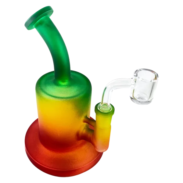 Rainbow glass water pipe with small transparent attachment and unique pipe-shaped end - CCJLE263.
