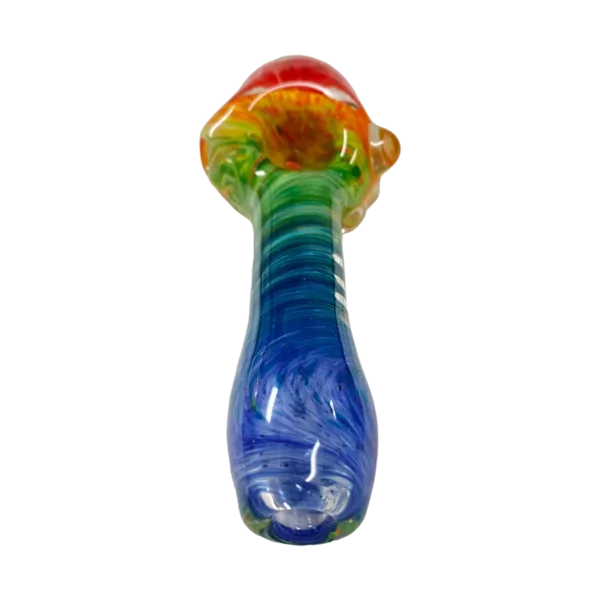 Multi-colored, honeycomb-patterned glass pipe with clear tip from Plugnug LLC.