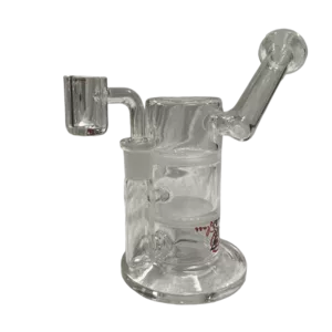 Clear glass water pipe with metal base and small hole for water flow. #OhSnapRig #JLE222