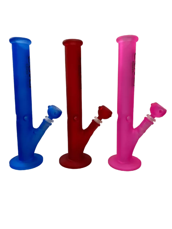 Neon tubes in pink, blue, and red colors, standing upright on white background. Part of Clover Small Neon Tube - WPC56.