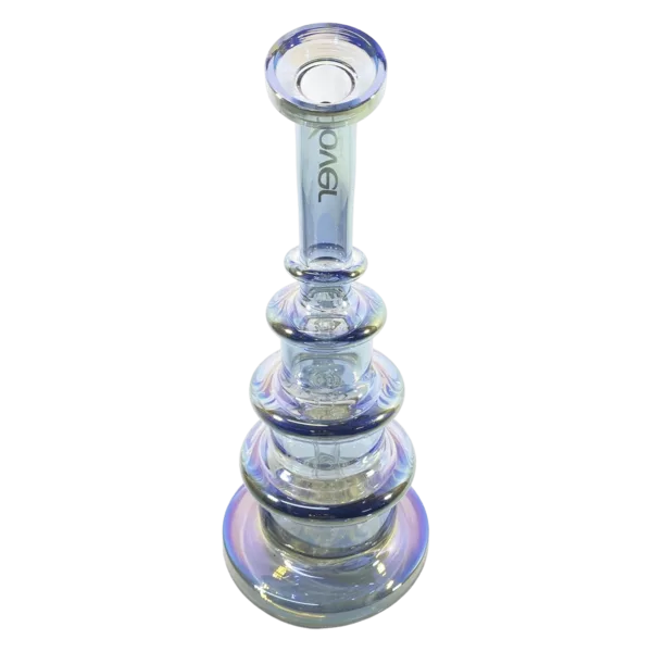 Clear glass wedding cake pipe with tapered design and small bowl. Perfect for special events.