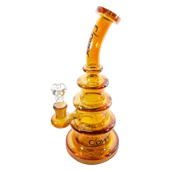 Miniature wedding cake shaped bong with stem and bowl, perfect for a smoke session. White background.
