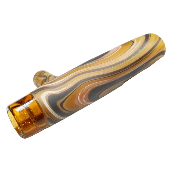 Unique woodgrain glass chillum with a striking design.