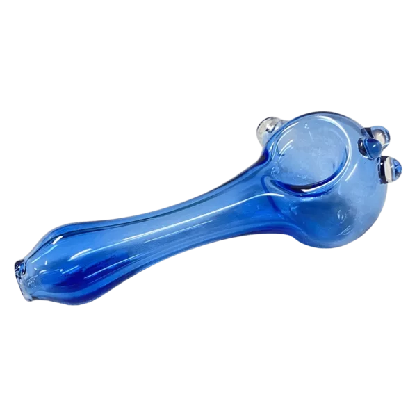 Glass spoon with curved handle and straight shaft, perfect for smoking.