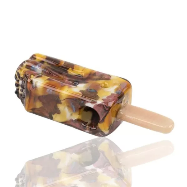 Delicious Boba Ice Cream Bar with a unique dry pipe design in clear glass, featuring yellow, black, and white swirls.