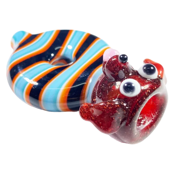 Add a pop of color to your collection with this unique, striped glass bead. Perfect for display or collection.