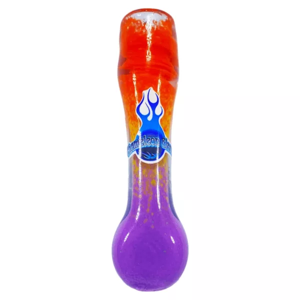 Elegant and sophisticated glass pipe with intricate blue and purple flame design. Perfect for a unique and stylish smoking accessory. #DubdancerCigHolder
