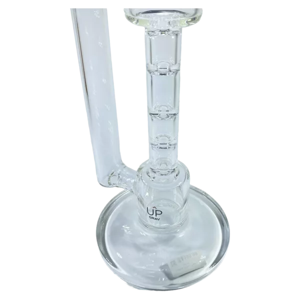 Experience the clarity of Upline Water Pipe by GRAV. Clear, cylindrical glass bong with a small circular base.