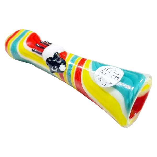 Jem Glass' Linework Bat with Sculpted Animal features a colorful, abstract design with a white cat's face in the center, suitable for a playful or party setting.