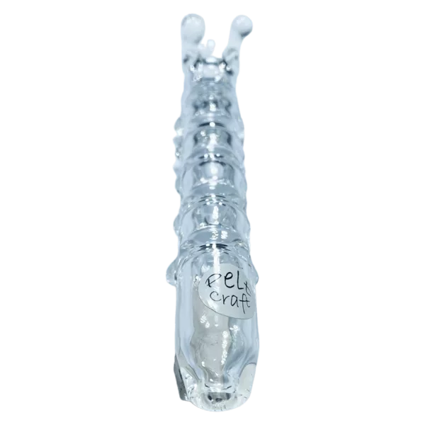 Clear glass vial with floating droplet, Illumi-Pede Constriction Chillum.