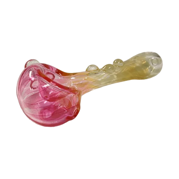 Intense swirls of orange and pink on a large-bowl bong with a small spoon. Intricate design by Casey Hadley - TC1966.