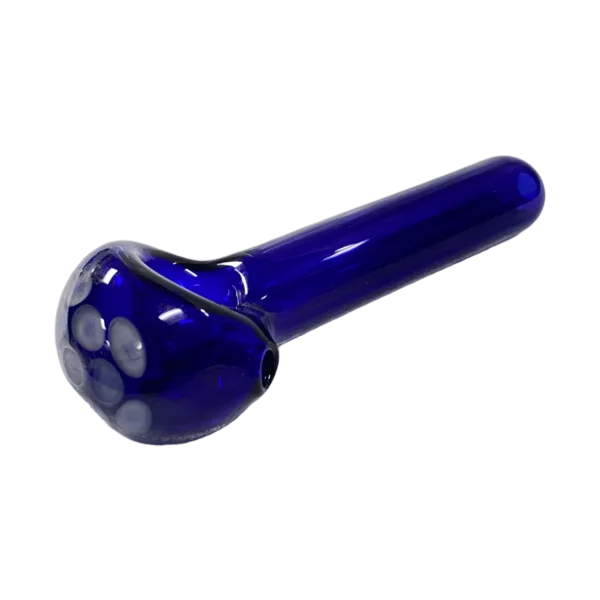 Clear blue glass pipe with honeycomb design and small bowl for easy cleaning.