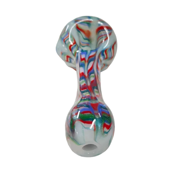 Colorful striped glass waterpipe with small diameter for daily use or subtle hits. TC6238 by Casey Hadley.