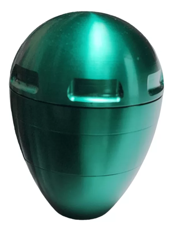 green metal sphere with a smooth surface and small hole in the center. It simple and elegant design suitable for various applications.